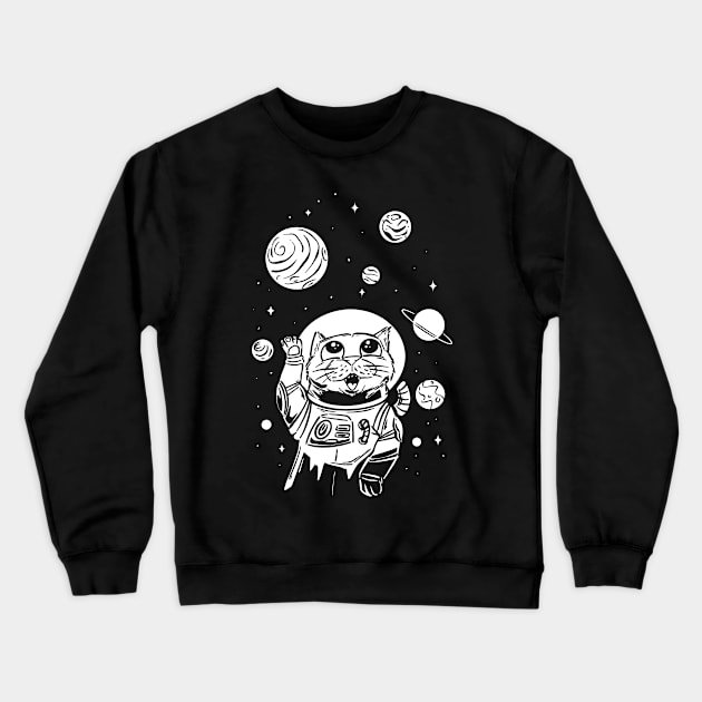 Space Cat Astronaut Cute Cat Design In Space Crewneck Sweatshirt by UNDERGROUNDROOTS